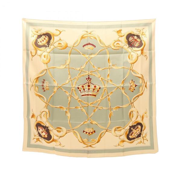 HERMES Authentic Cream Silk Scarf - Picture 1 of 4